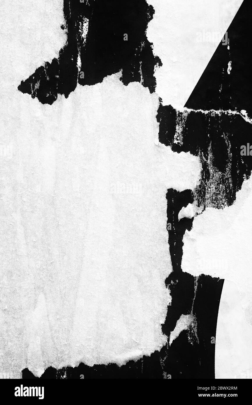 Alte leere zerrissene Poster Texturen Hintergründe Grunge zerknittert Papier vintage Collage Plakate leeren Raum für Text Hintergrund Oberfläche Stockfoto