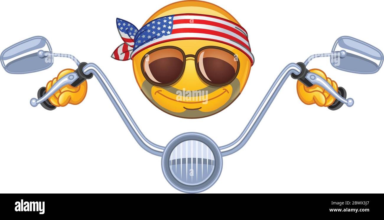 Biker Emoticon mit dem Fahrrad Stock Vektor