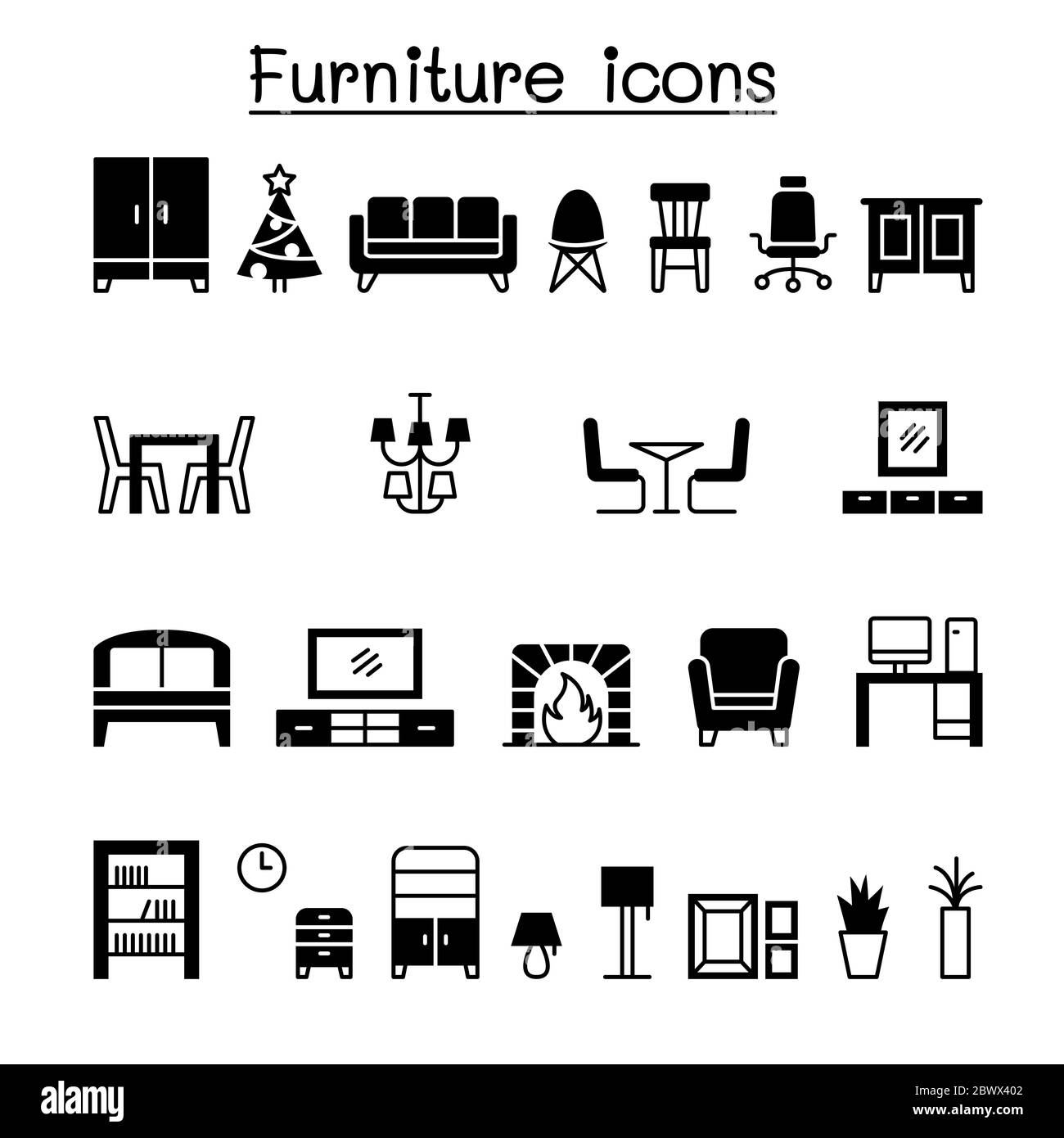 Möbel Symbol Set Vektor Illustration Grafik Design Stockfoto