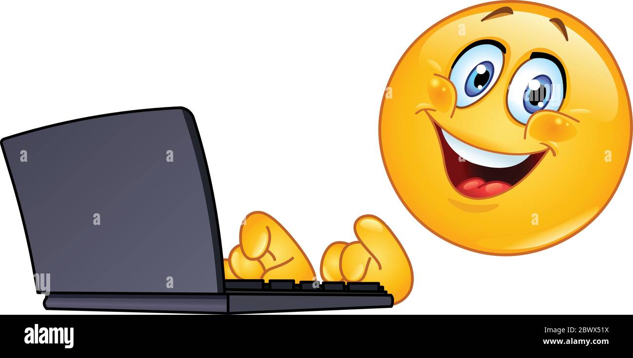 Emoticon mit Computer Stock Vektor