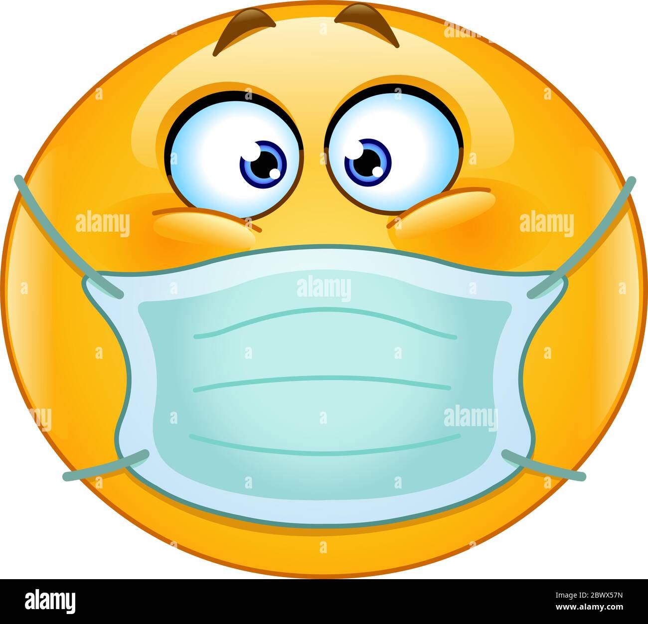 Emoticon mit medizinischer Maske über dem Mund Stock Vektor