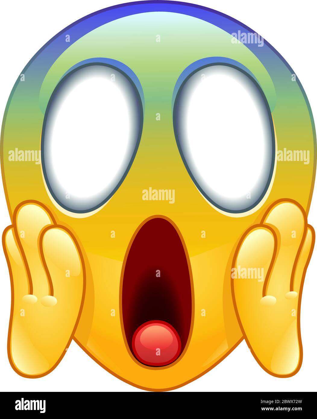 Schreiende Emoticon Emoji mit zwei Händen halten das Gesicht Stock Vektor