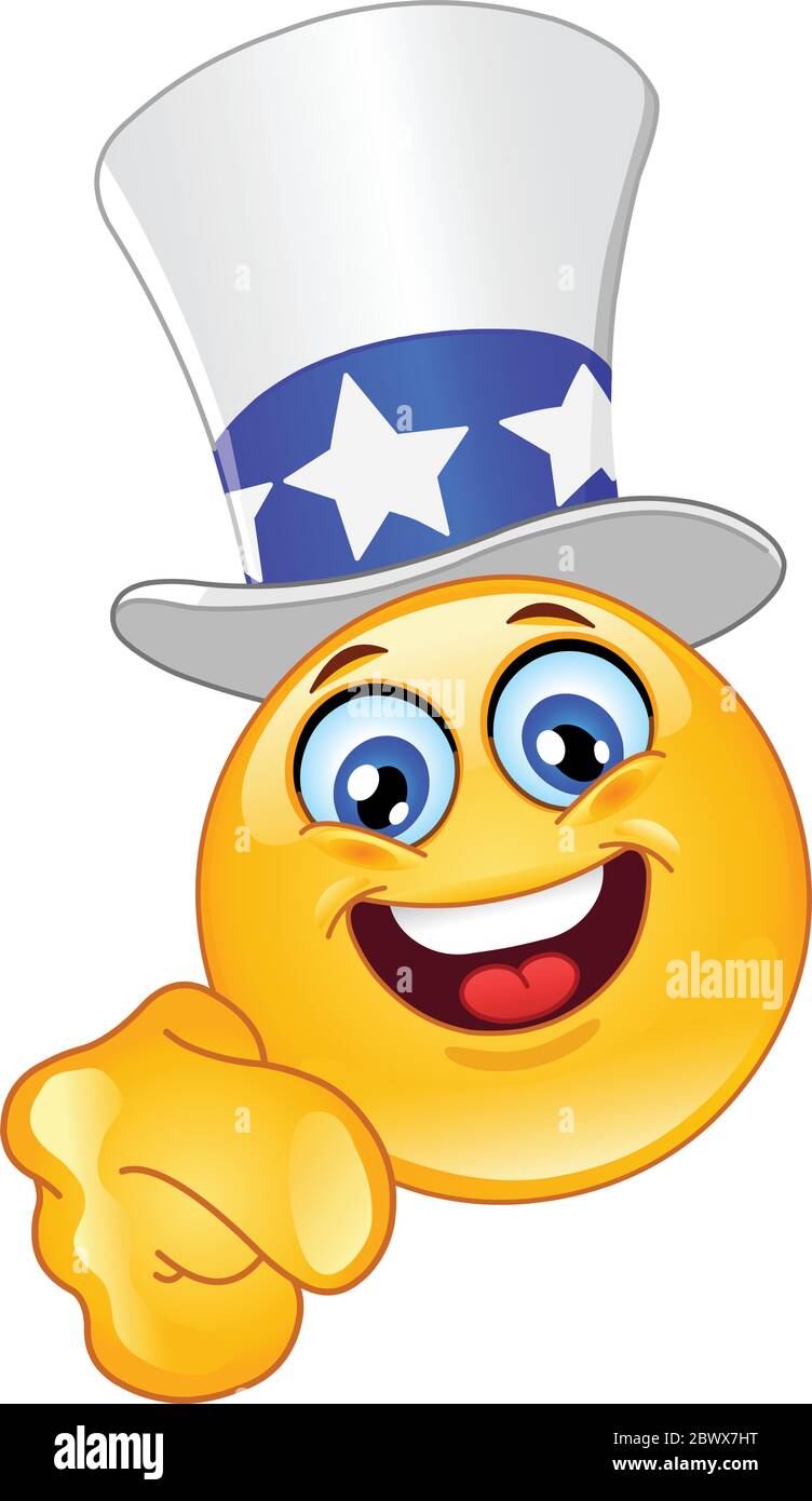 Onkel Sam Emoticon Ich will dich Stock Vektor