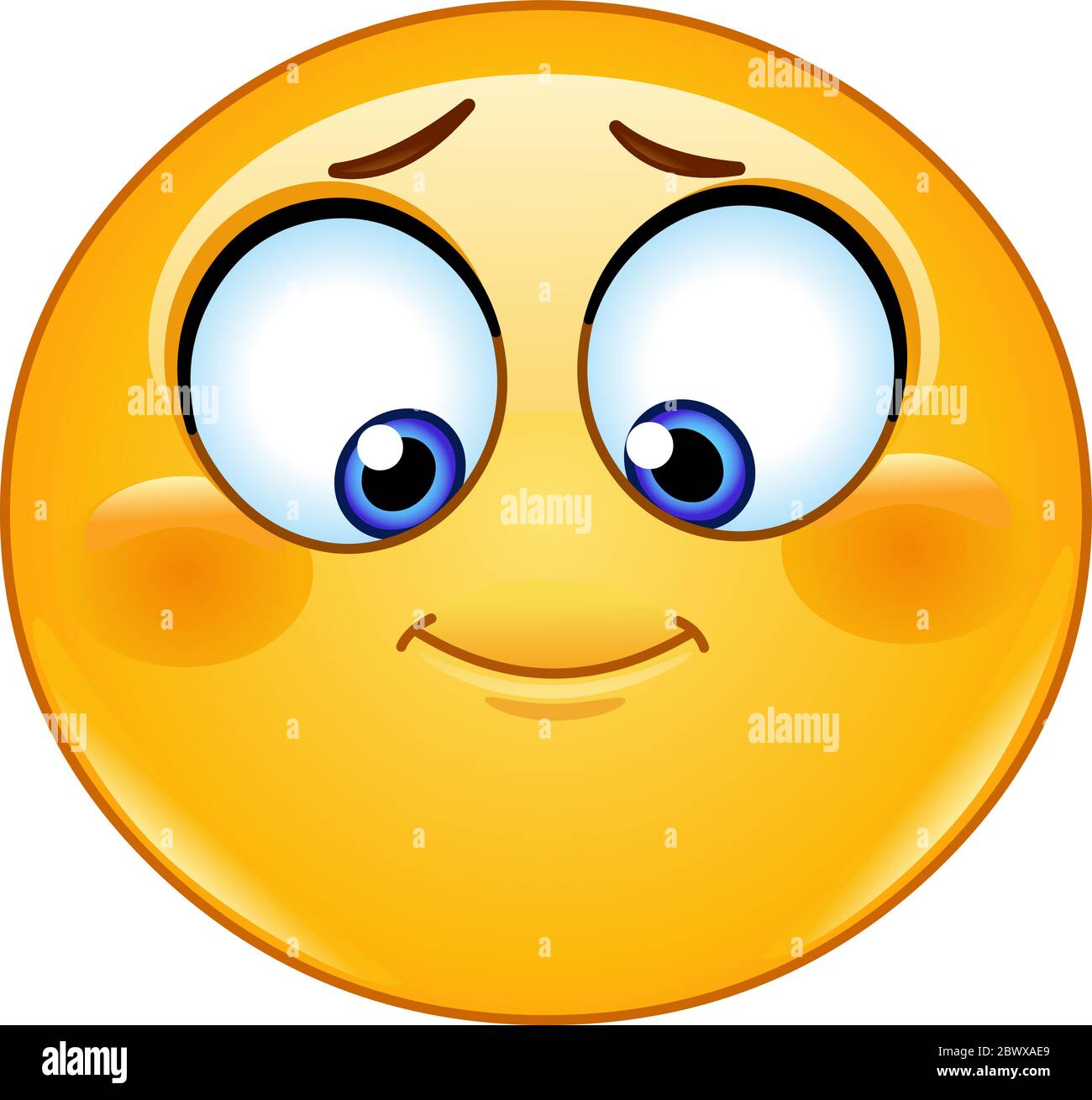 Schüchternes Emoji-Emoticon schaut nach unten Stock Vektor