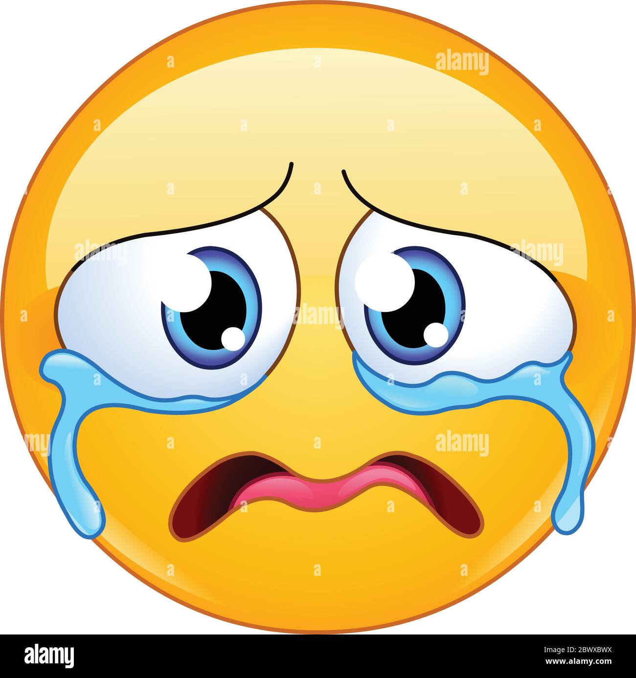 Trauriges Emoji-Emoticon, das bitter weint Stock Vektor