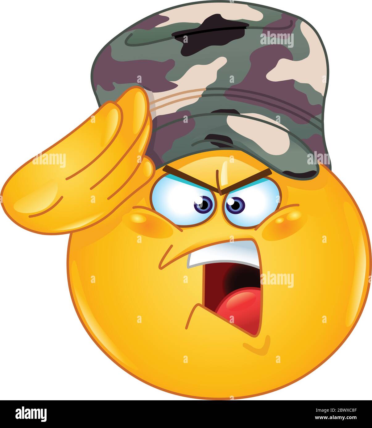 Soldat Emoticon Salutieren sagen ja Sir Stock Vektor