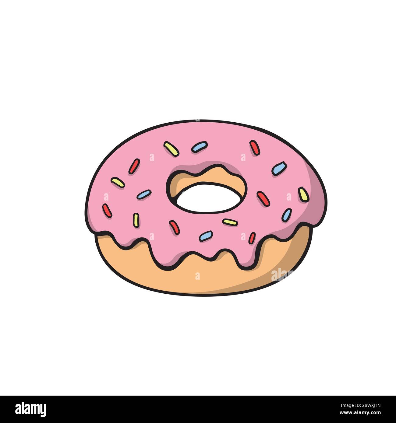 Donut mit Regenbogenbesprengung. Niedliche Vektorgrafik Stock Vektor