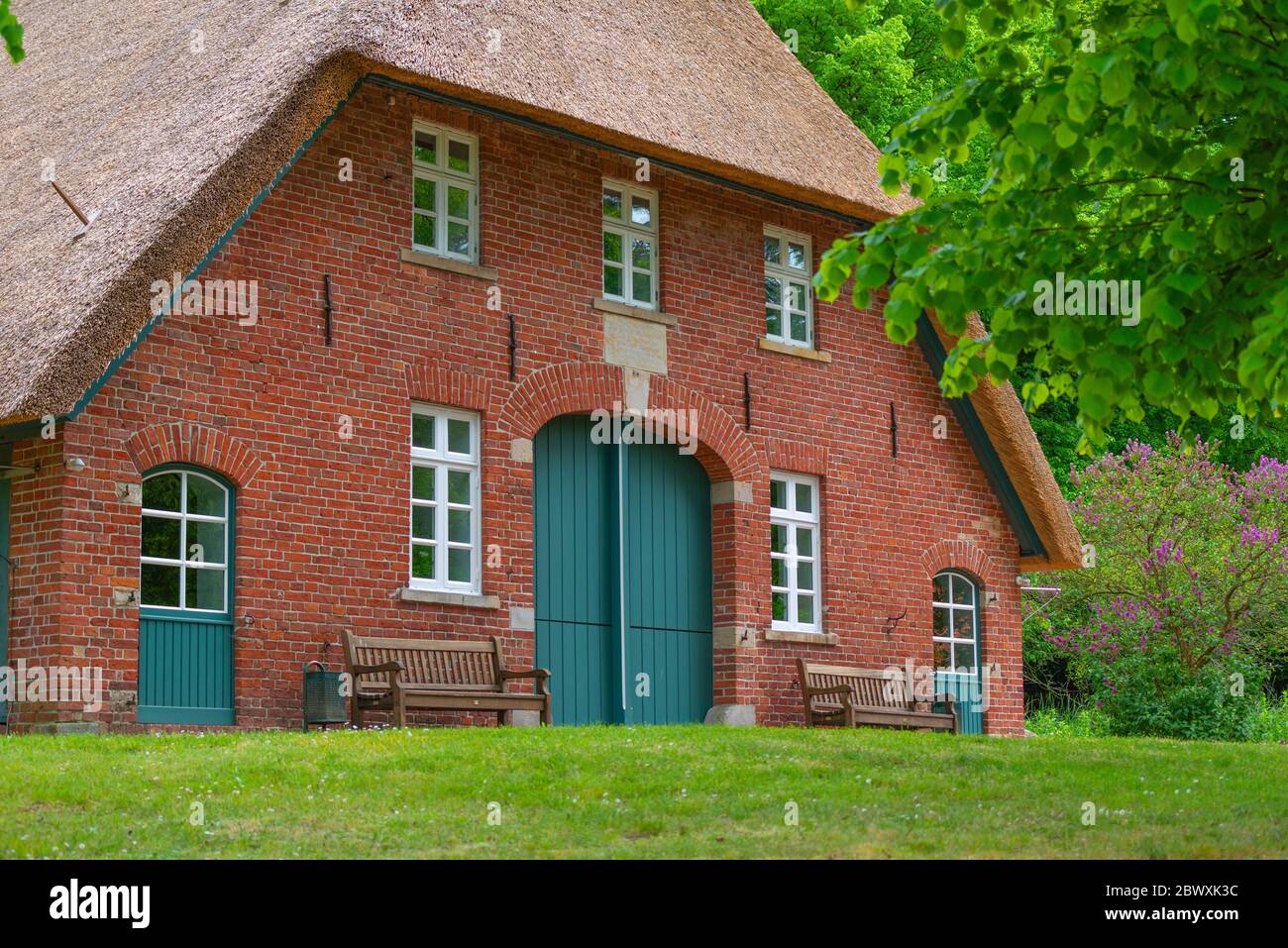 Rathaus oder Rathaus des Künstlerdorfes Worpswede, Künstlerdorf Worpswede, Kreis Osterholz, Niedersachsen, Deutschland Stockfoto