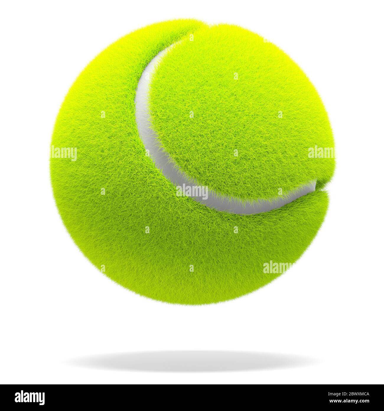 Tennisball hüpft auf weißem Hintergrund. Ausschneiden. Nahaufnahme. Stockfoto