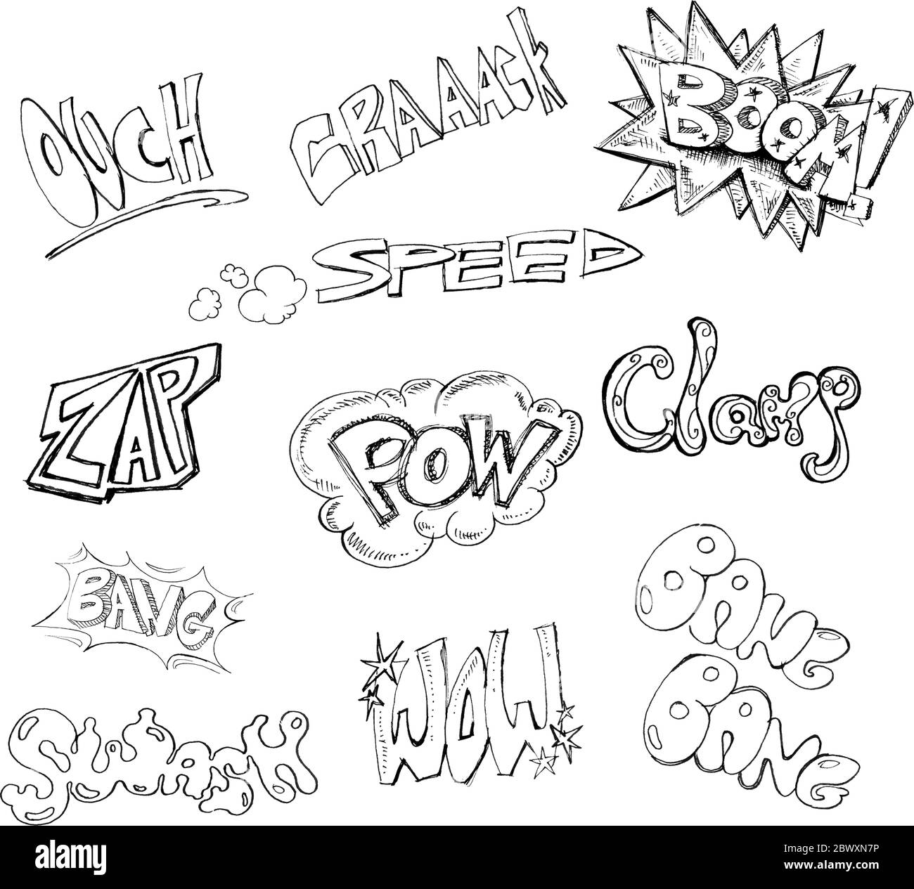Handgeschriebene Comic-Wörter Stock Vektor
