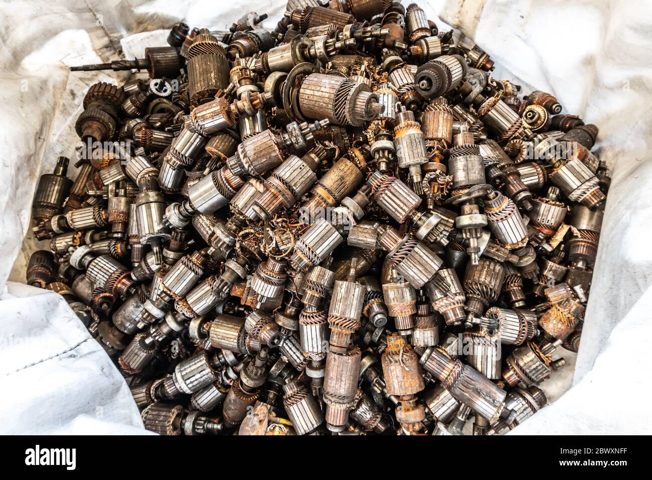 Schrottplatz des Auto-Start Motor Rotor für das Recycling Stockfoto