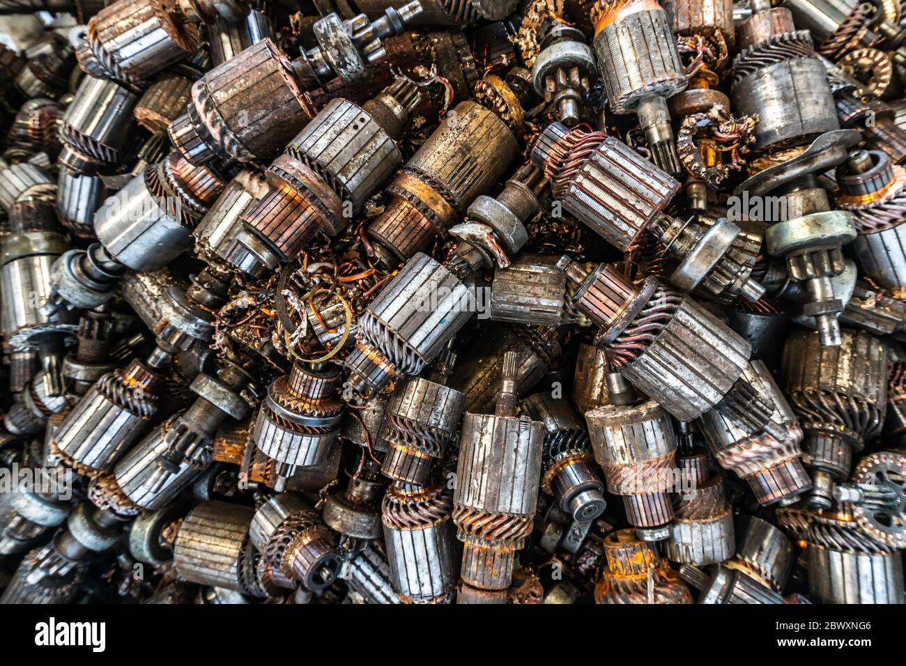 Schrottplatz des Auto-Start Motor Rotor für das Recycling Stockfoto