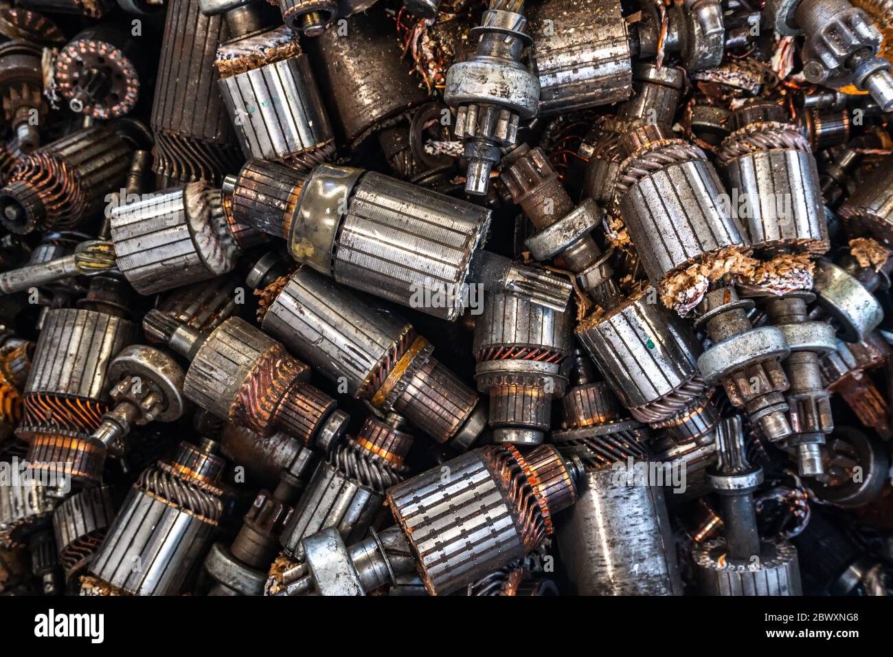 Schrottplatz des Auto-Start Motor Rotor für das Recycling Stockfoto