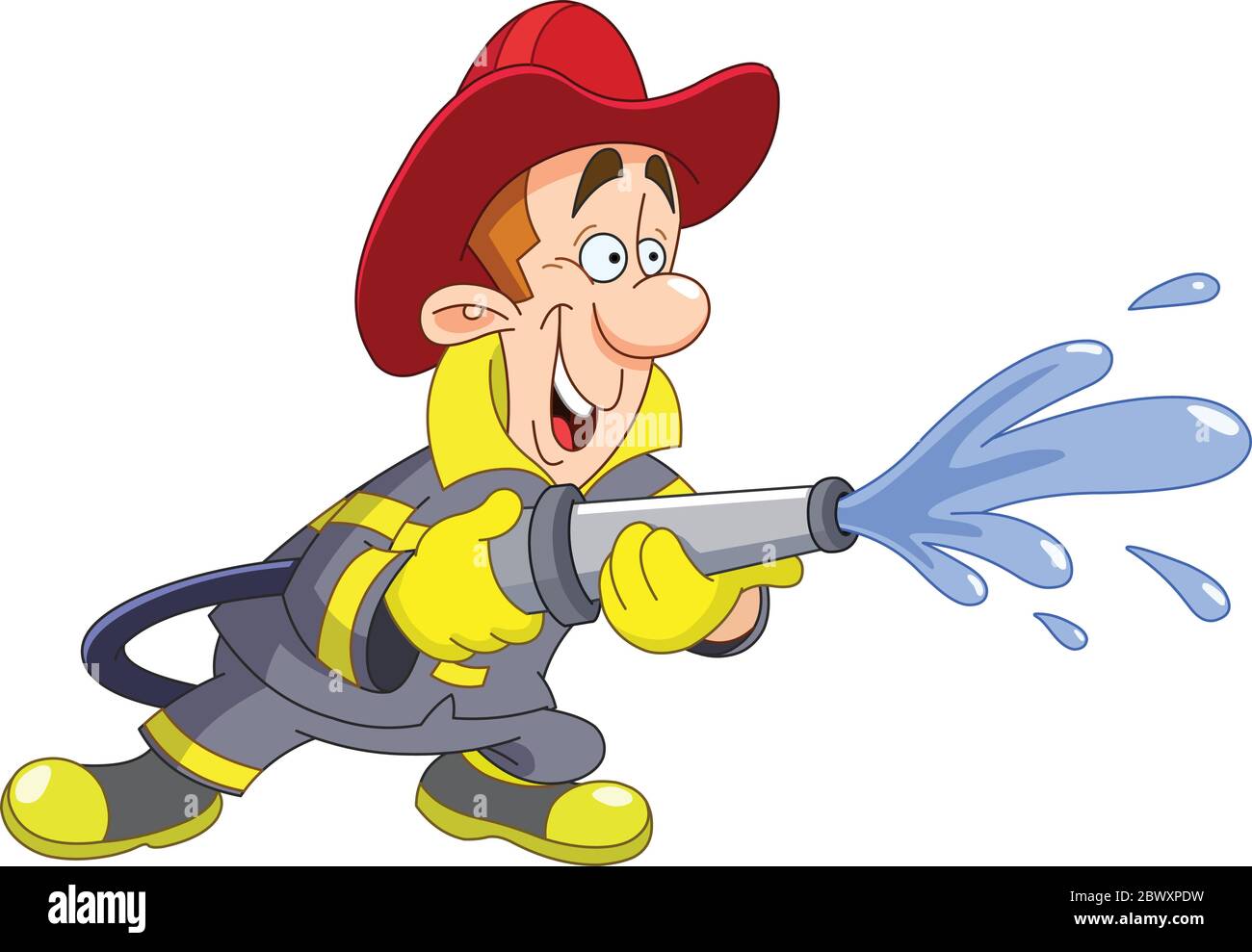 Feuerwehrmann mit einem Löschschlauch Stock Vektor