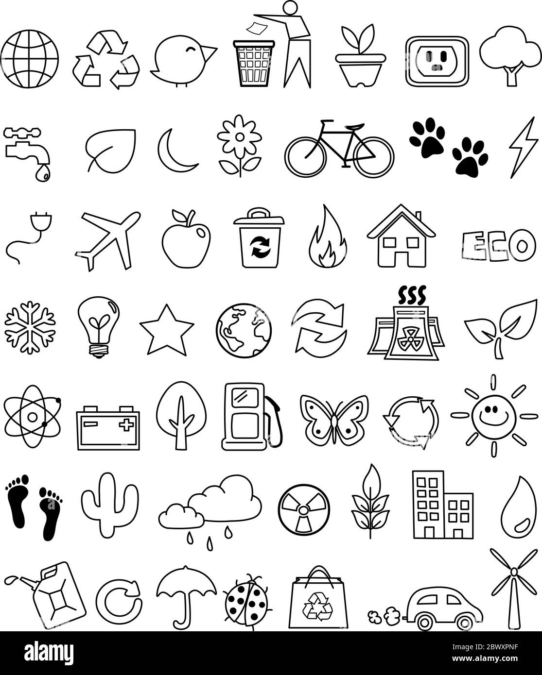Eco Doodle Symbol gesetzt Stock Vektor
