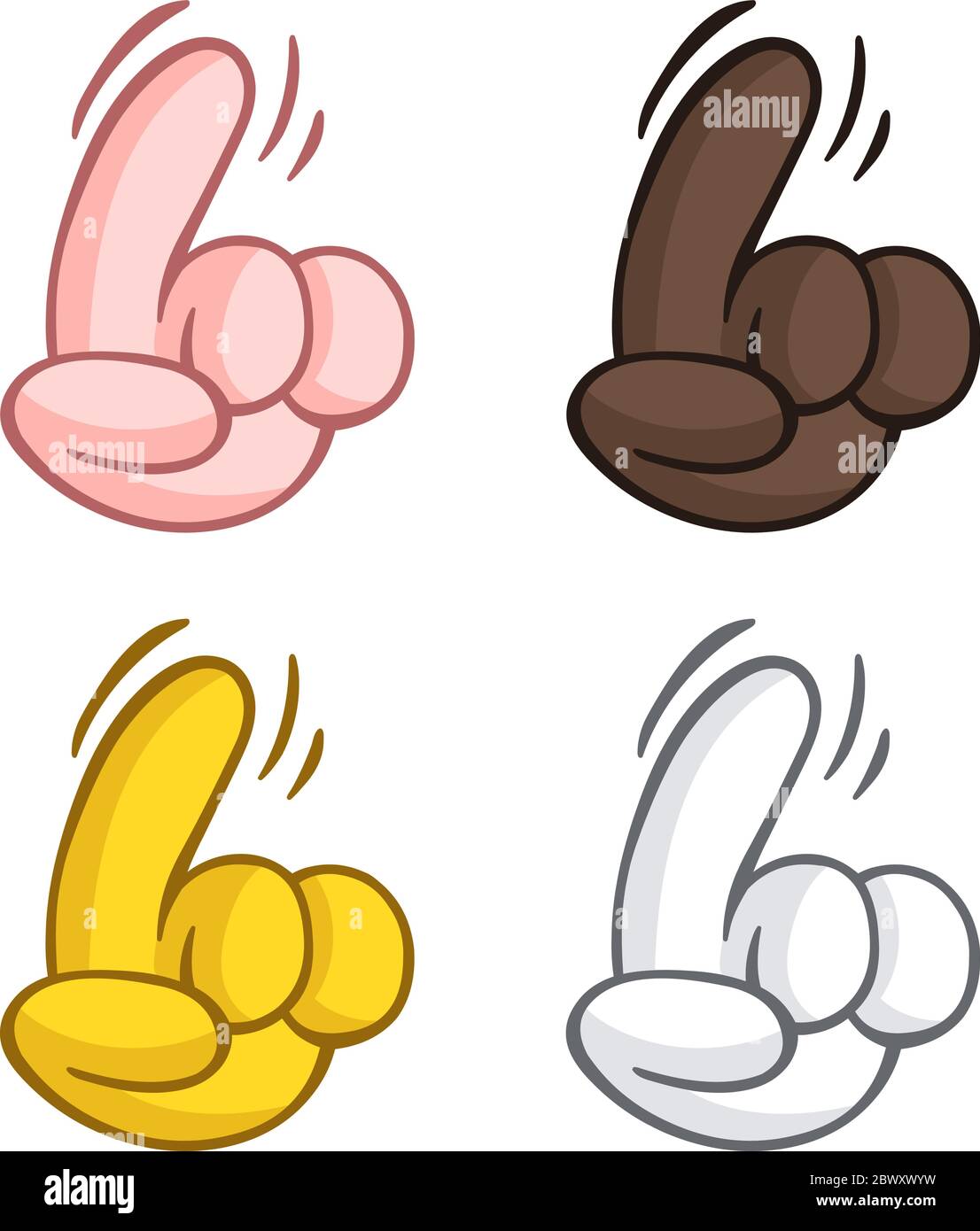 Cartoon Hand Geste kein Zeichen mit Finger in verschiedenen Farben Stock Vektor