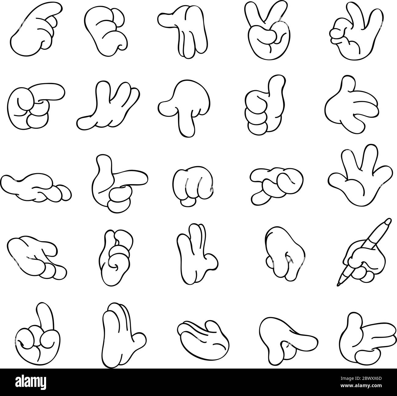 Set von skizzierten Cartoon Hände Stock Vektor