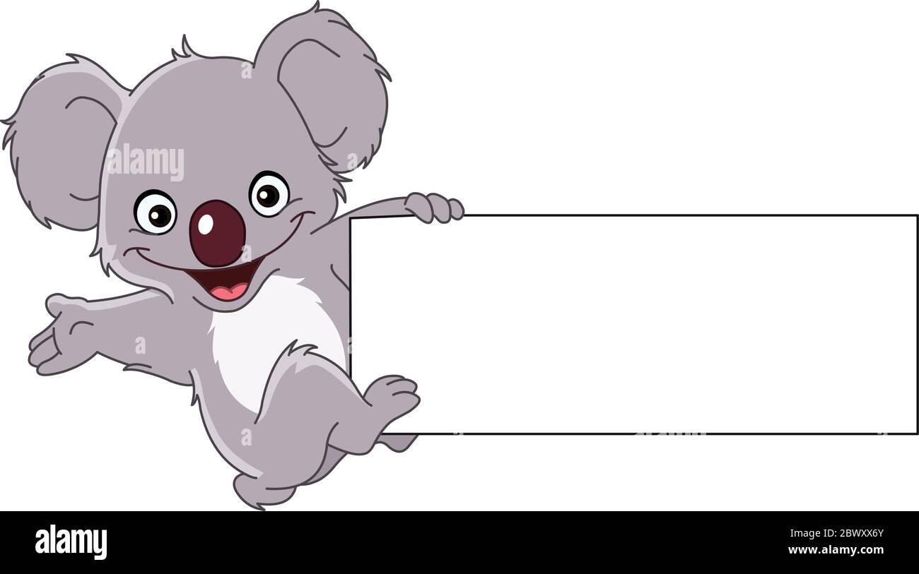 Fröhliche Koala Klettern ein Zeichen Stock Vektor