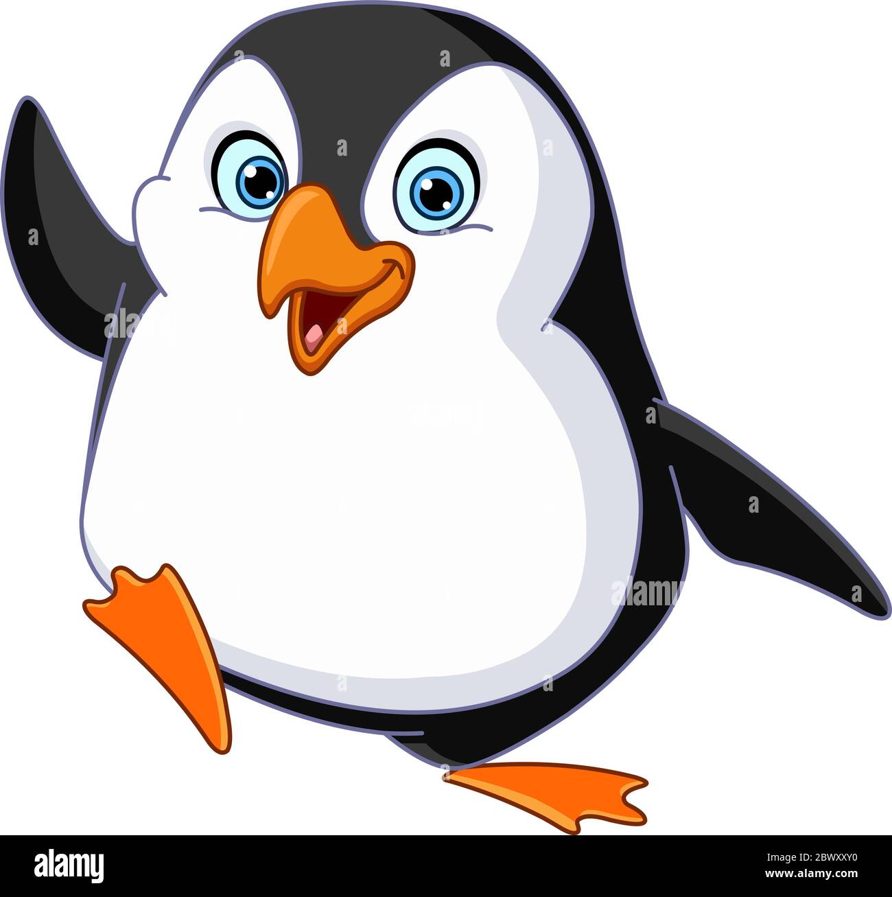 Pinguin winkt und tanzt Stock Vektor