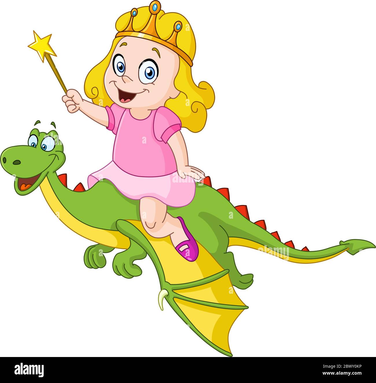 Junge Prinzessin reitet einen Drachen Stock Vektor