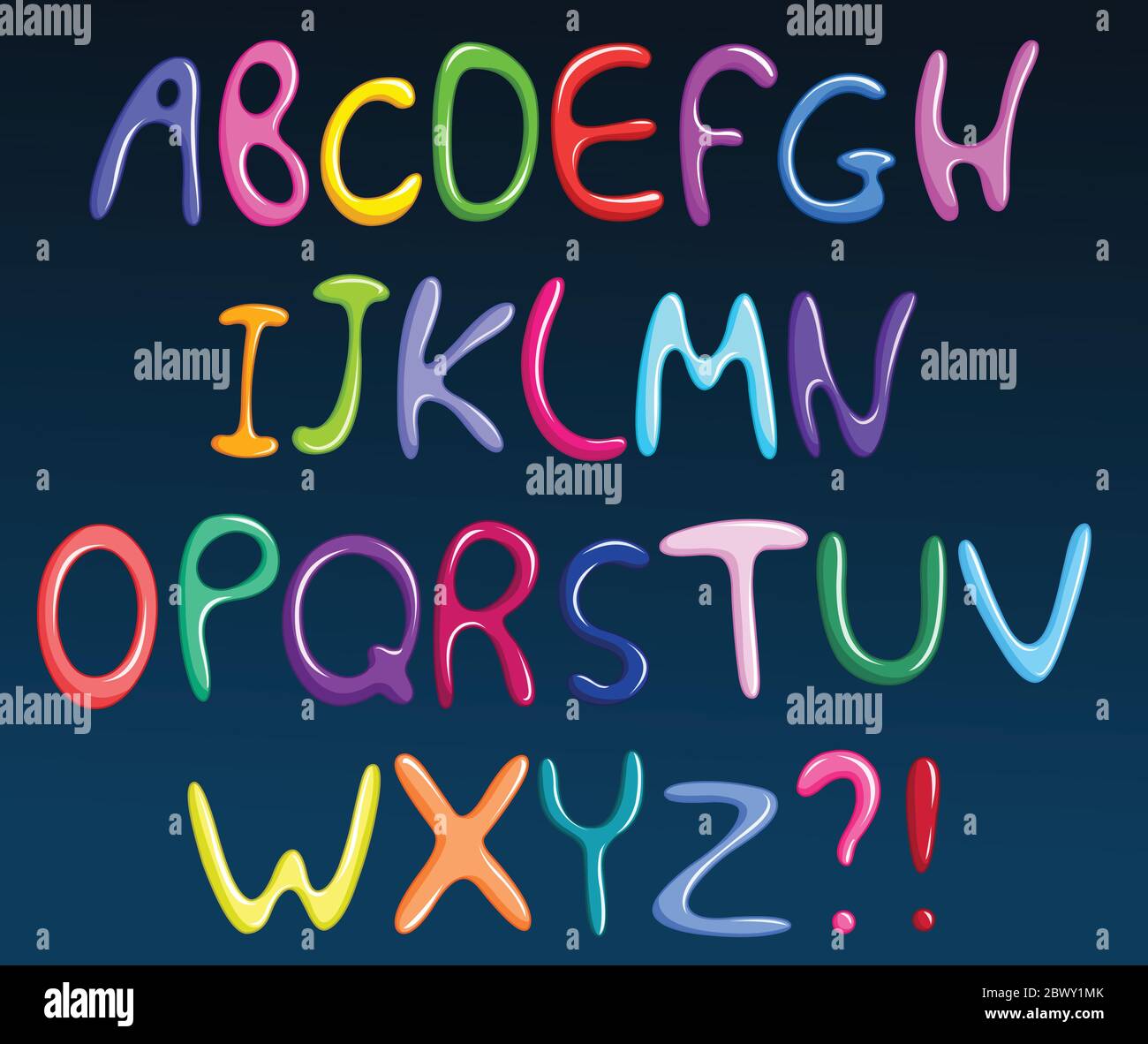 Buntes Spaghetti-Alphabet Stock Vektor