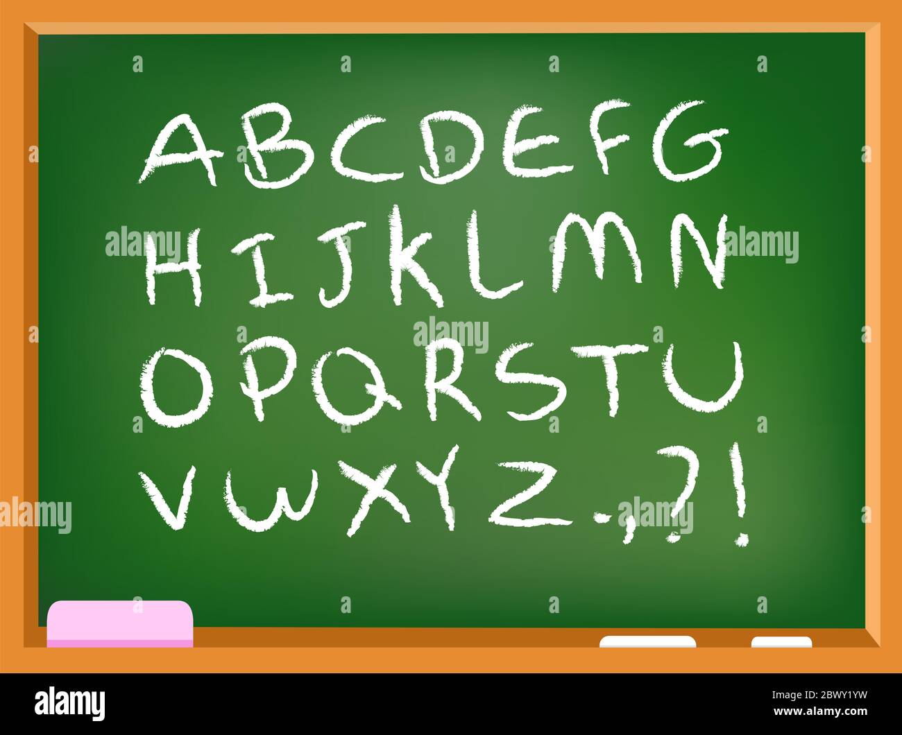 Handgezeichnetes Kreidealphabet auf einer Tafel Stock Vektor