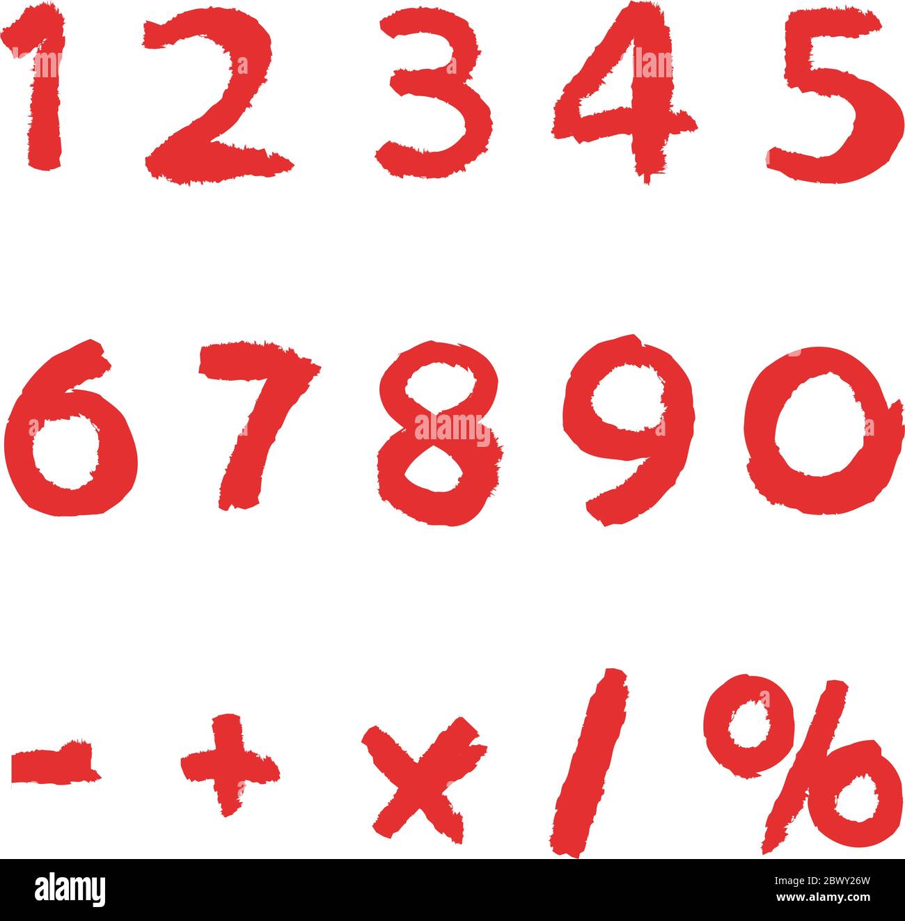 Vektor Hand gezeichnet rote Zahlen Stock Vektor