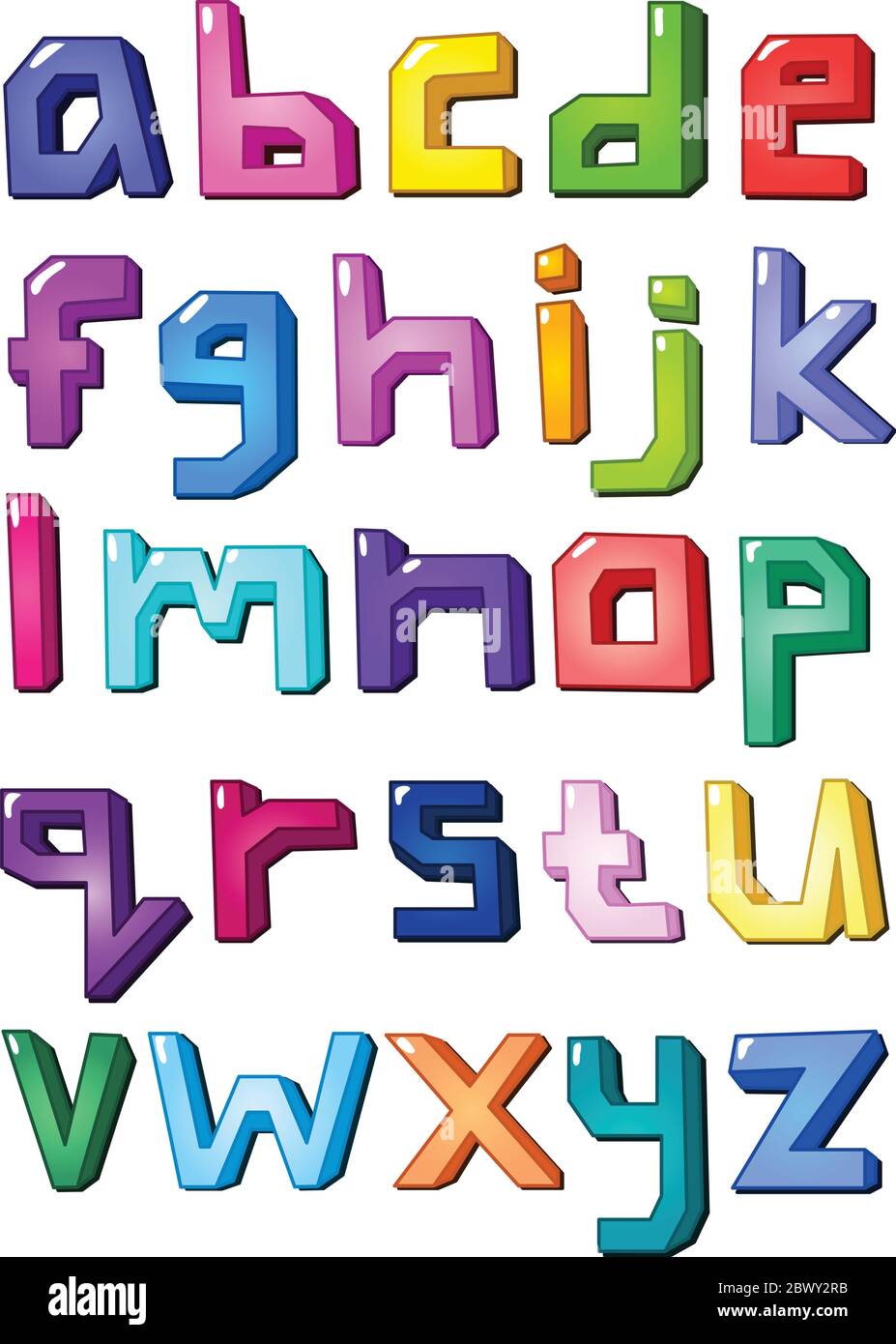Mehrfarbige kleine Buchstaben Stock Vektor