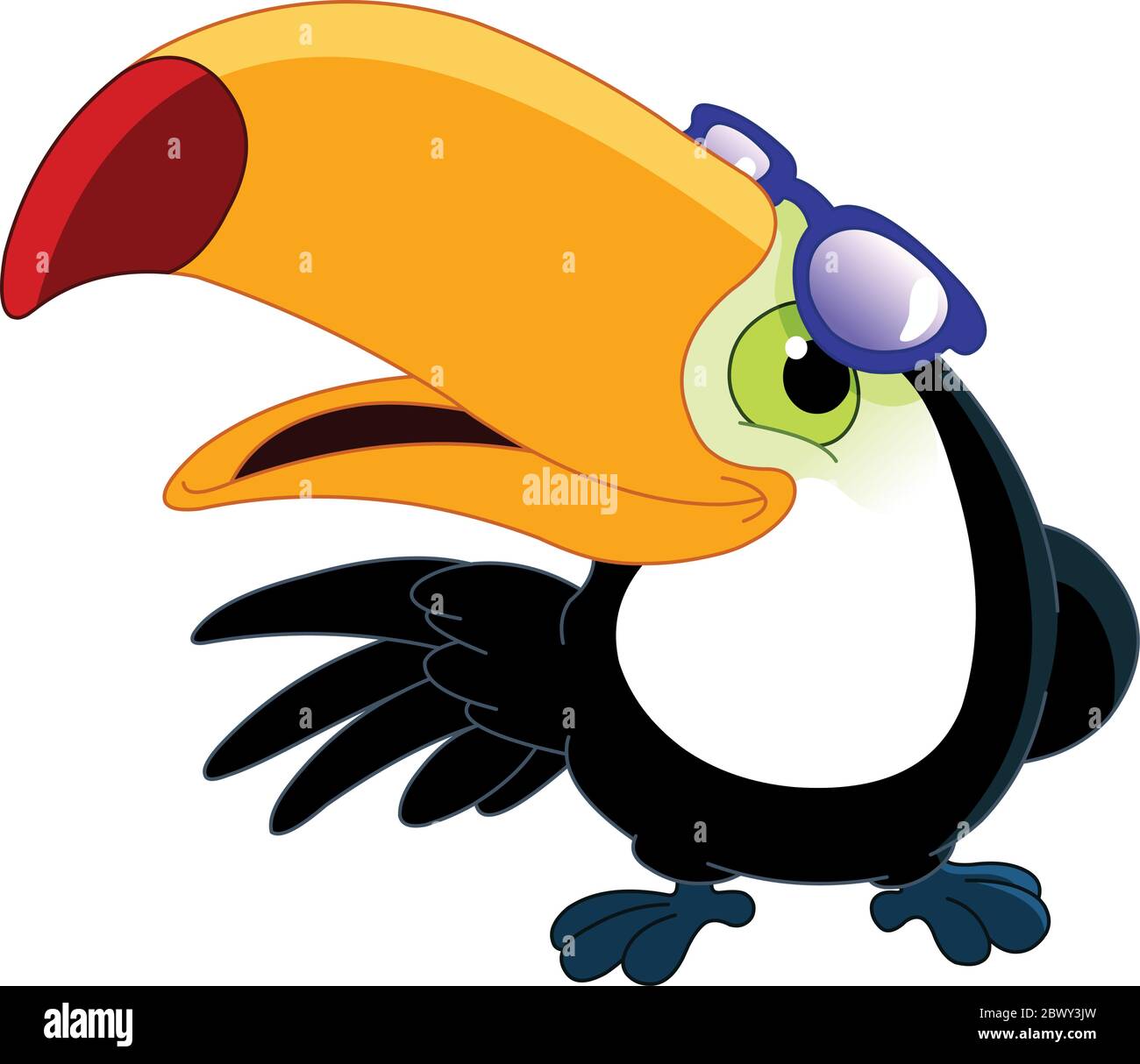 Cartoon Tukan trägt Sonnenbrille Stock Vektor