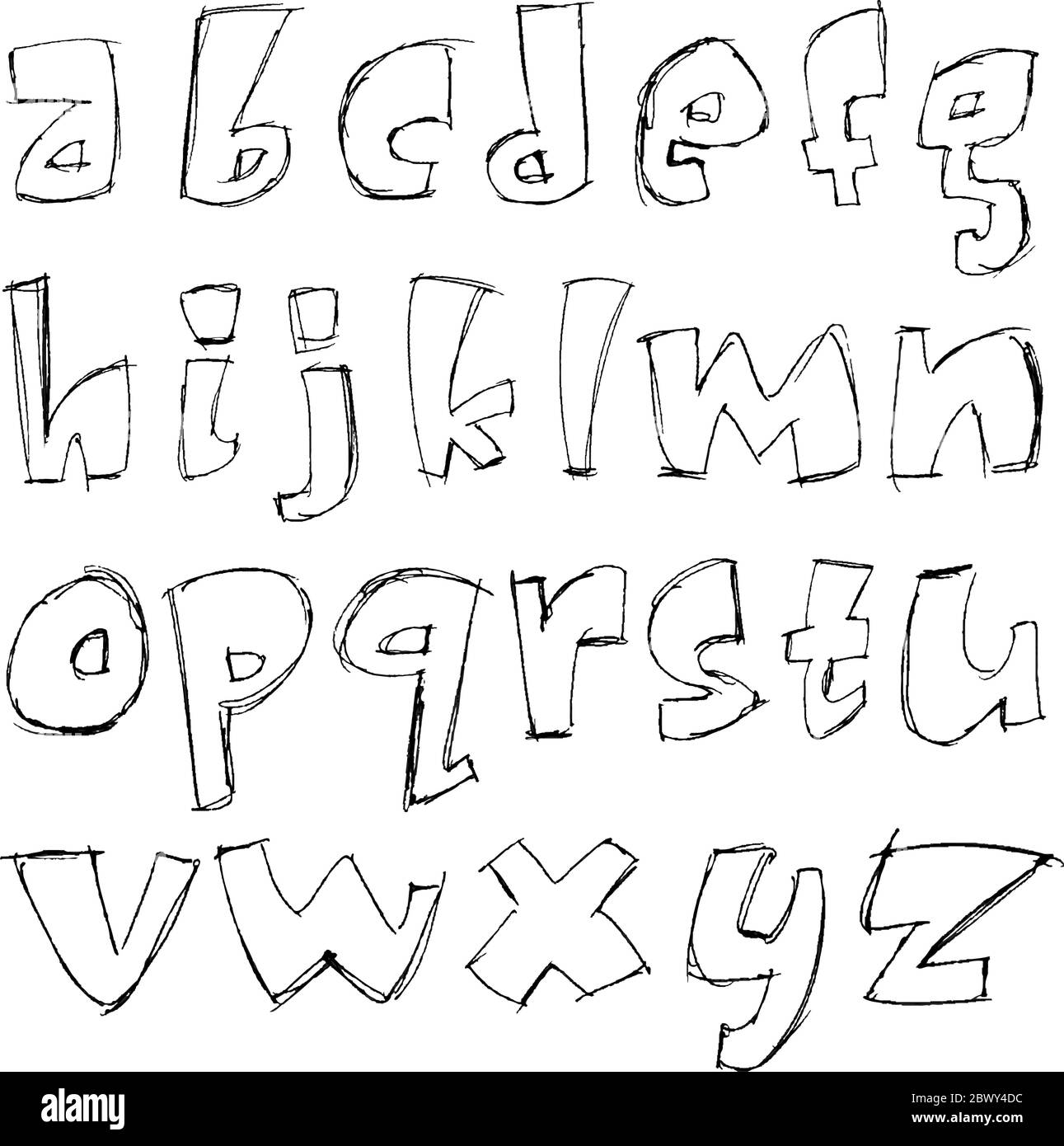 vektor skizzenhafte Alphabet kleine Buchstaben Stock Vektor