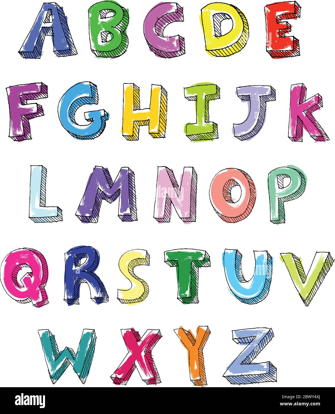 Hand gezeichnet bunten Vektor ABC Buchstaben Stock Vektor