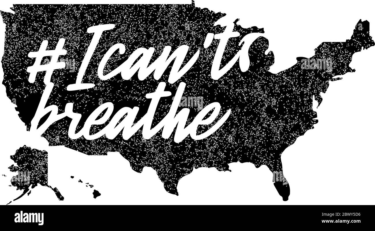 Schwarze Leben sind wichtig oder ich kann nicht atmen Text auf USA Karte. Abbildung des Vektorgrafiken Stock Vektor