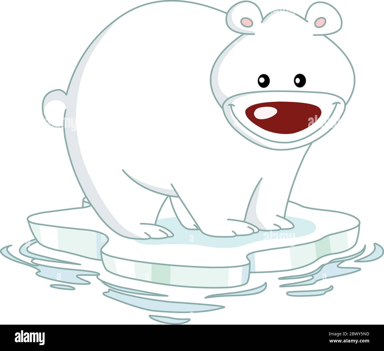 Lächelnder Eisbär, der auf einer Eisscholle steht Stock Vektor