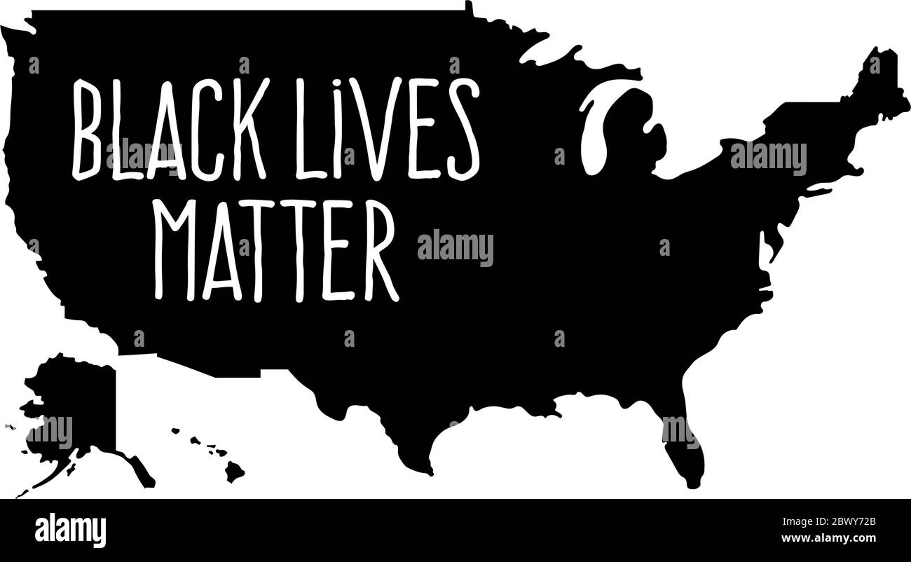 Schwarze Leben sind wichtig oder ich kann nicht atmen Text auf USA Karte. Abbildung des Vektorgrafiken Stock Vektor