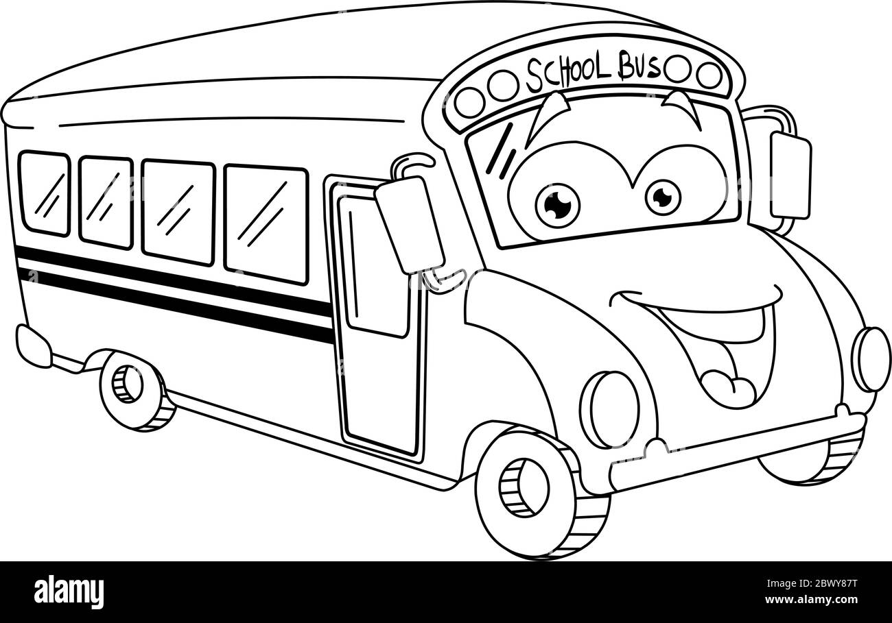 Skizzierte Schule Bus Cartoon Stock Vektor