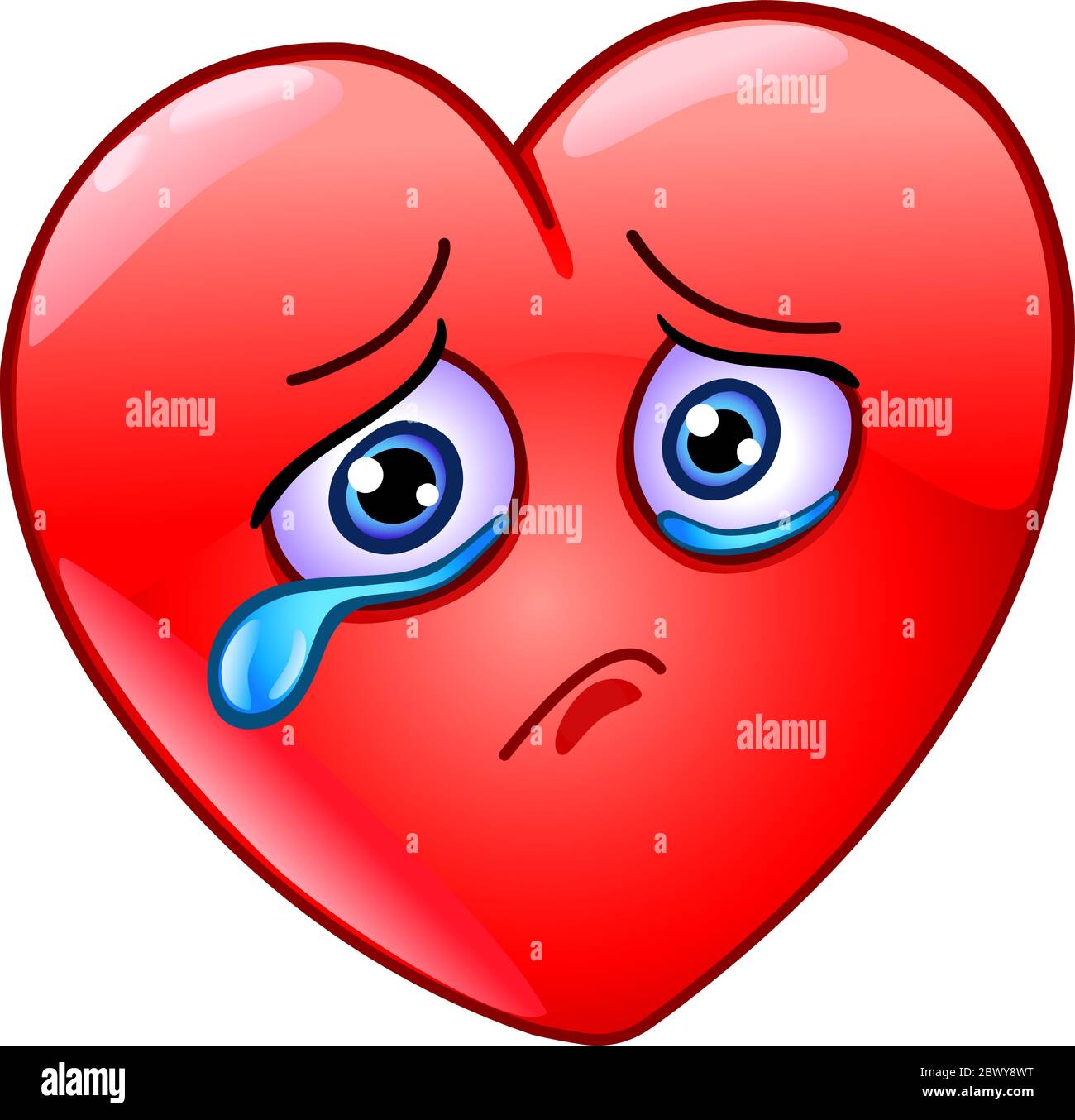 Trauriges und weinendes Herz-Emoticon Stock Vektor