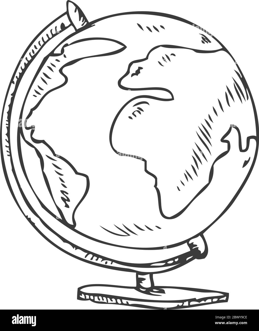 Vektor Doodle einer Welt Globus stehen Stock Vektor