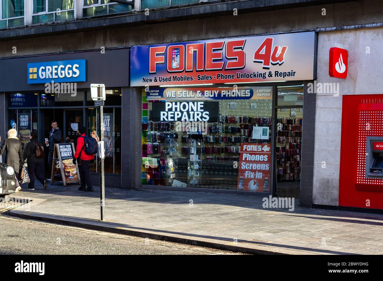 Fones 4 U Handy-Reparaturwerkstatt, North John Street, Liverpool Stockfoto