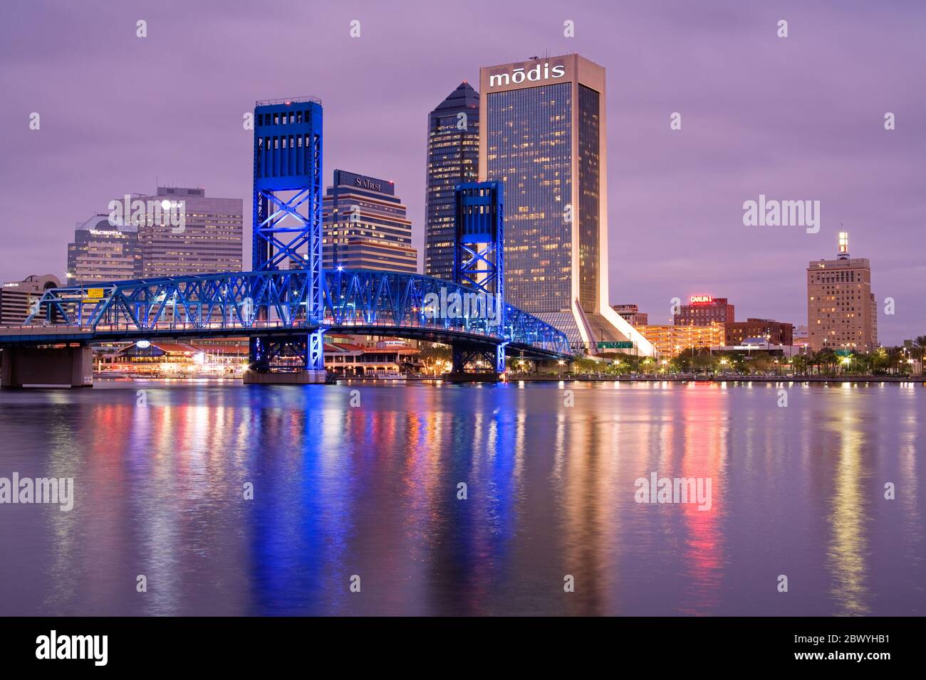 Main Street Bridge & Skyline, Jacksonville, Florida, USA Stockfoto