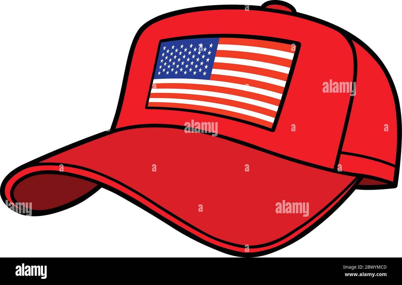 Baseballmütze mit US-Flagge - eine Illustration einer Baseball-Mütze mit US-Flagge. Stock Vektor