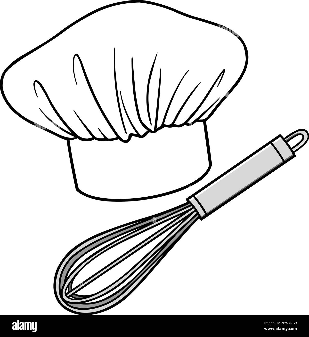 Kochmütze und Schneebesen – eine Illustration von Kochmützen und Schneebesen. Stock Vektor