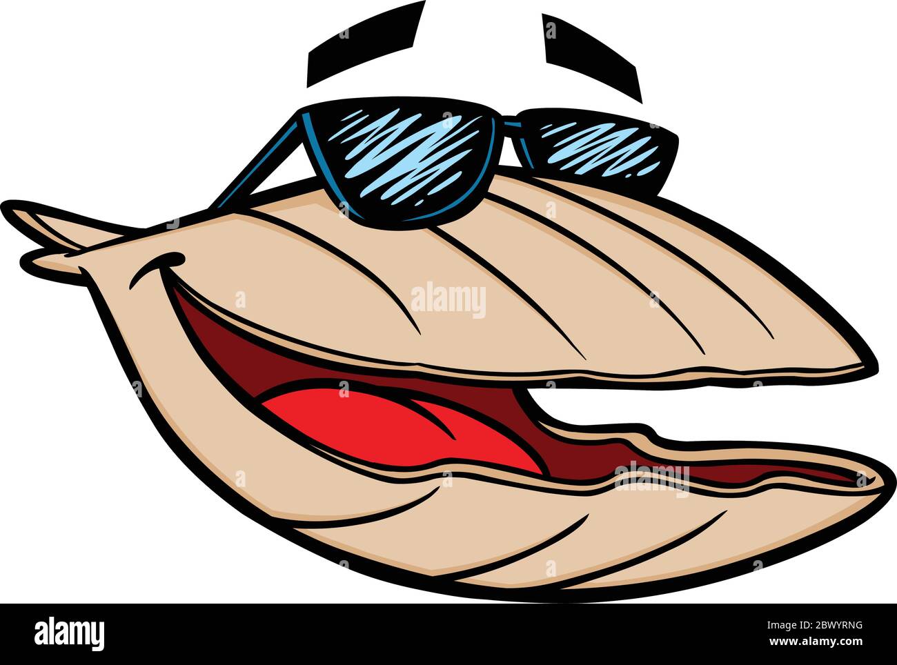 Muschel mit Sonnenbrille - EINE Cartoon Illustration einer Muschel mit Sonnenbrille. Stock Vektor