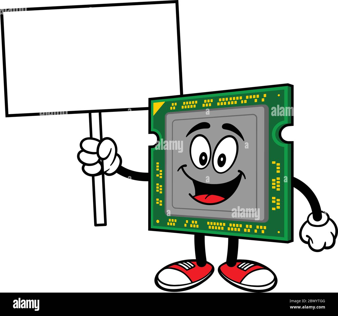 Computerprozessor mit Zeichen- EINE Cartoon-Illustration eines Computerprozessors mit Zeichen. Stock Vektor