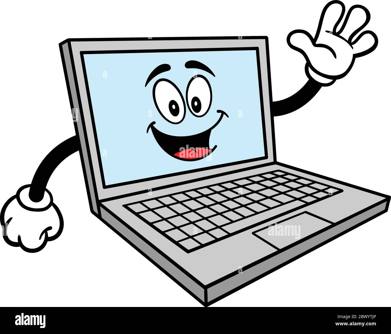 Computer Maskottchen winken- EINE Cartoon Illustration eines Computer Maskottchen winken. Stock Vektor