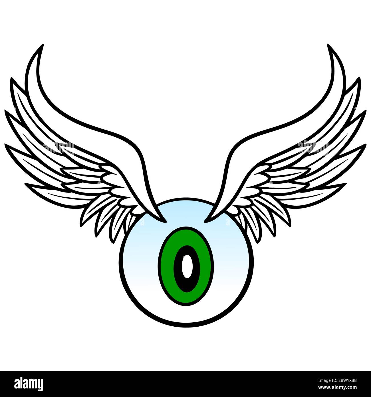 Augapfel mit Flügeln - eine Illustration eines Augapfels mit Flügeln. Stock Vektor