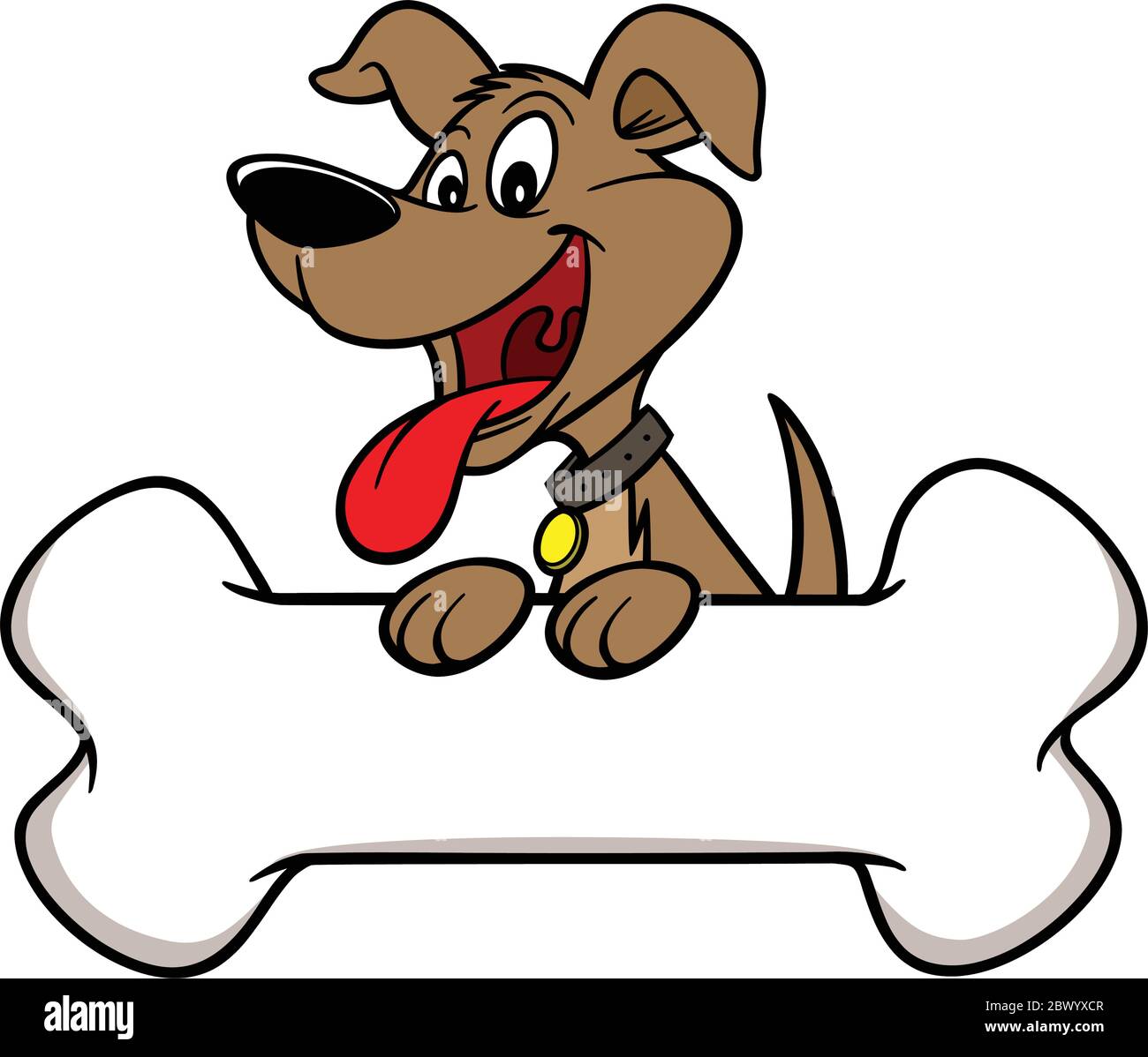 Hund mit Knochen - EINE Cartoon Illustration eines Hundes mit Knochen. Stock Vektor