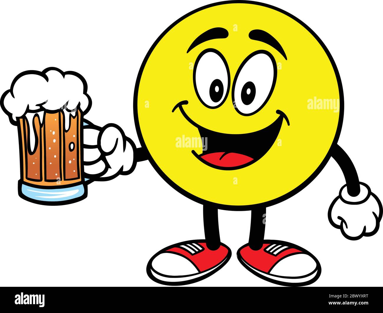 Emoticon mit Bier- EINE Cartoon Illustration eines Emoticons mit einem Bier. Stock Vektor