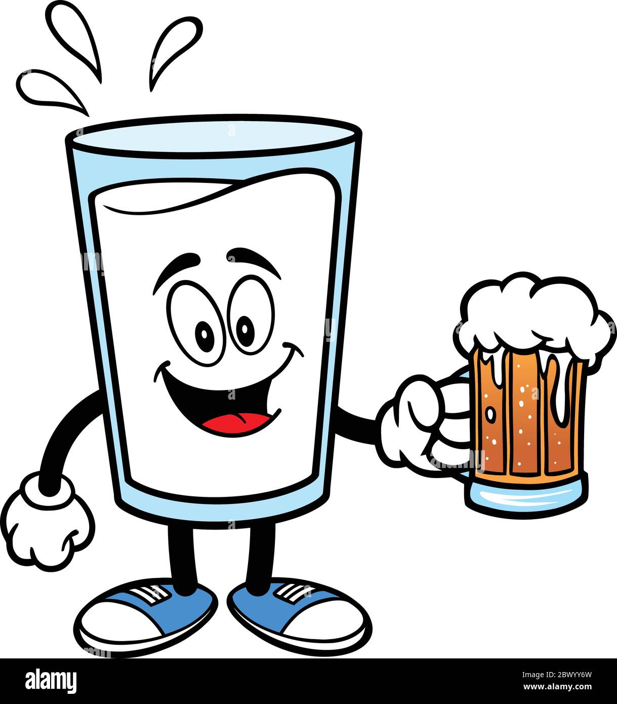 Glas Milch Maskottchen mit Bier - EINE Karikatur Illustration eines Glas Milch Maskottchen mit einem Bier. Stock Vektor