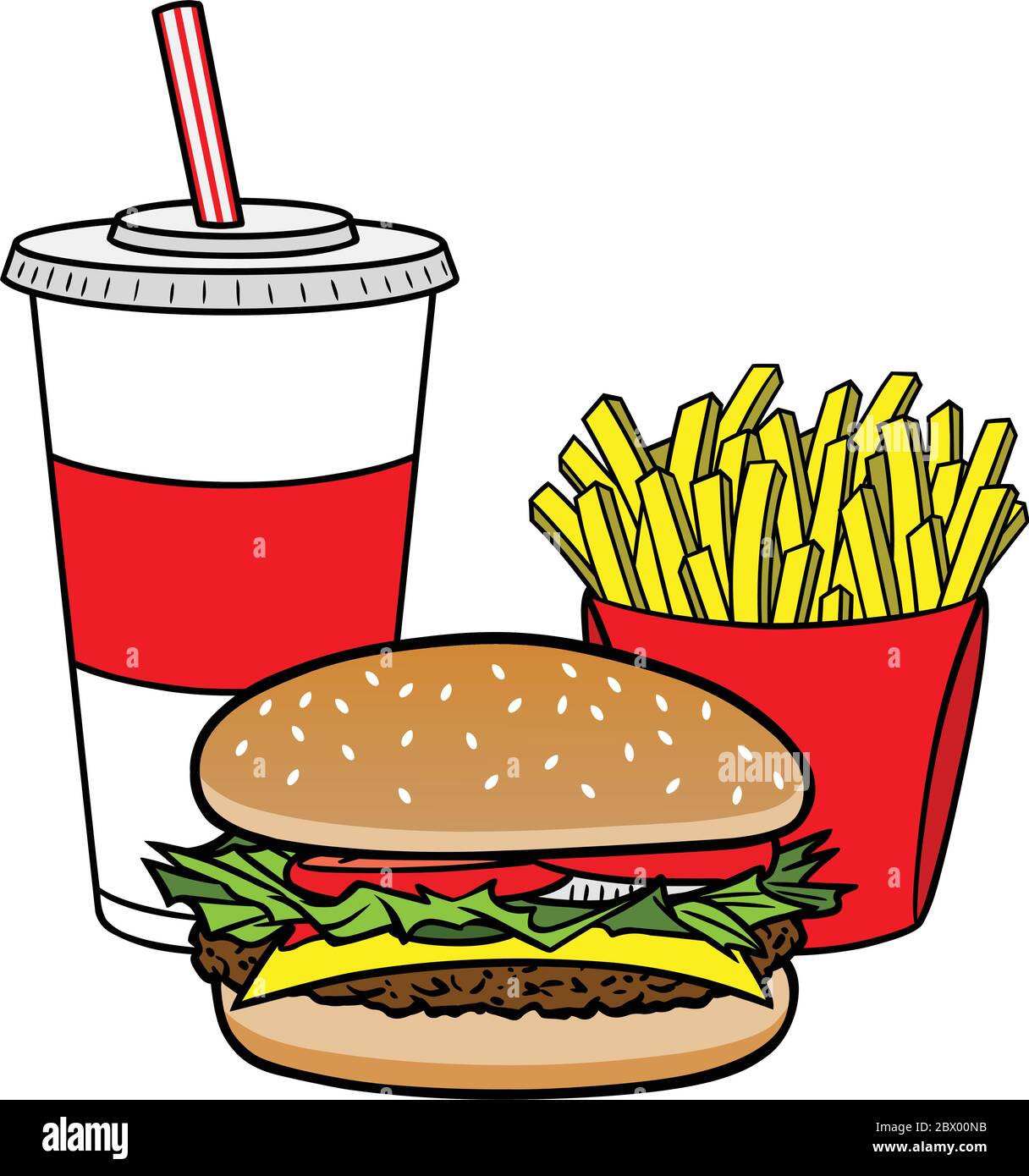 Hamburger Combo- eine Illustration einer Hamburger Combo. Stock Vektor