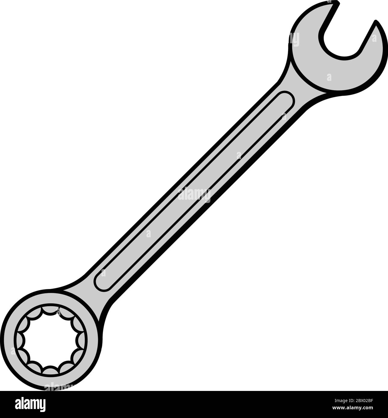 Symbol für offenen Schraubenschlüssel – eine Abbildung eines Symbols für offenen Schraubenschlüssel. Stock Vektor